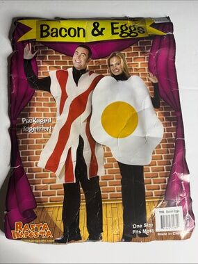 Rasta Imposta Bacon and Egg Couple Costume Adult Halloween Costume One Size Fits